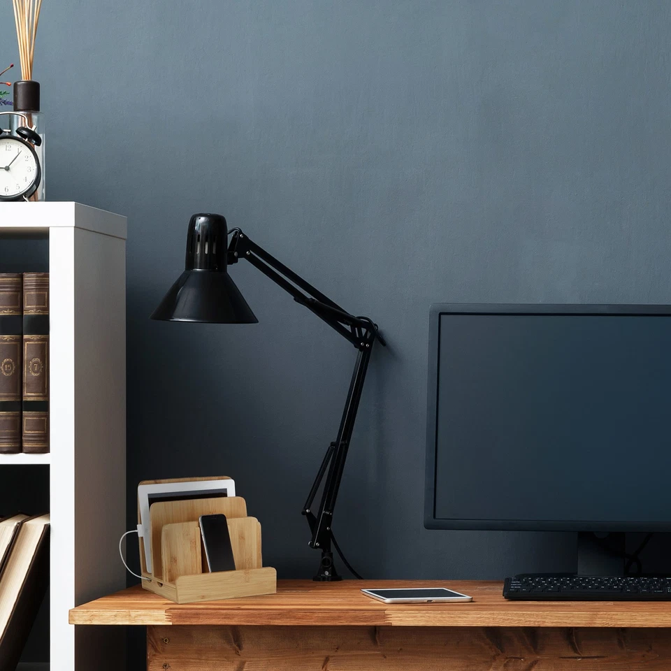 Ladestation Dockingstation Holz Smartphone Organizer 5 Fächer Kabelbox 3 Ablagen - Bild 2 von 4