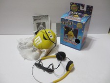 VINTAGE YELLOW PLUSH M  M'S RADIO HEADPHONES BOX WORKS RADIO SHACK COLLECTORSED