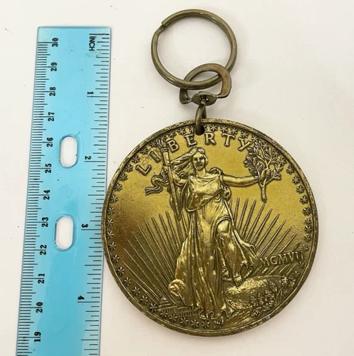 NEW United States TWENTY DOLLAR Large Metal Coin 3" Keychain Liberty USA