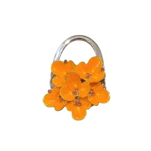 Gancho de mano plegable con estrás esmaltado 3D flor flores Foto 3 de 4