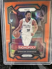 🔥2023-24 Prizm Monopoly #11 Spencer Dinwiddie ORANGE PRIZM SSP🍊 #’d/124- Nets