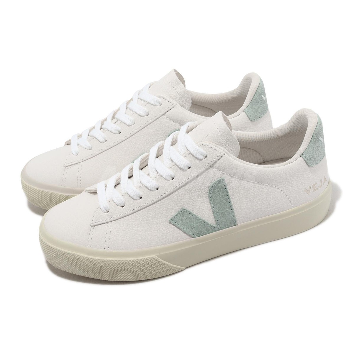 Veja Campo Chromefree Leather White Matcha Green Women Casual Shoes  CP0502485A