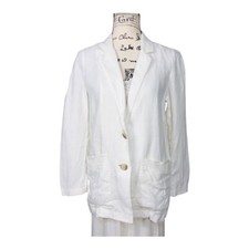 Madewell Women  s Blazer Jacket Size S White 100 Linen 2-Button Casual Workwear