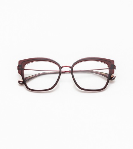 Lunettes De Vue Prodesign Denmark 5648 Femme - Monture Rouge Bordeaux & Or, Acétate/métal, Taille 54