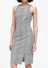 Banana Republic Bi-Stretch Sheath Racer Neck Dress Plaid Size 6P Sold Out