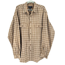 Eddie Bauer Shirt Men's Size XL Brown 100% Cotton Outdoors Long Sleeve Preppy