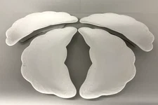 Vintage Crescent Bone Dish Set of 4 Plain White Design on Edge