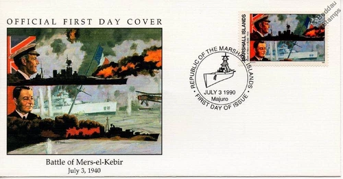 1940 BATTLE OF MERS-EL-KEBIR (Algeria) GB French Navy Warship WWII Stamp FDC