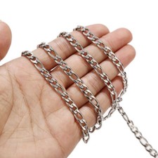 Silver tone Stainless Steel 6mm Figaro Chain Jewelry Making Chains