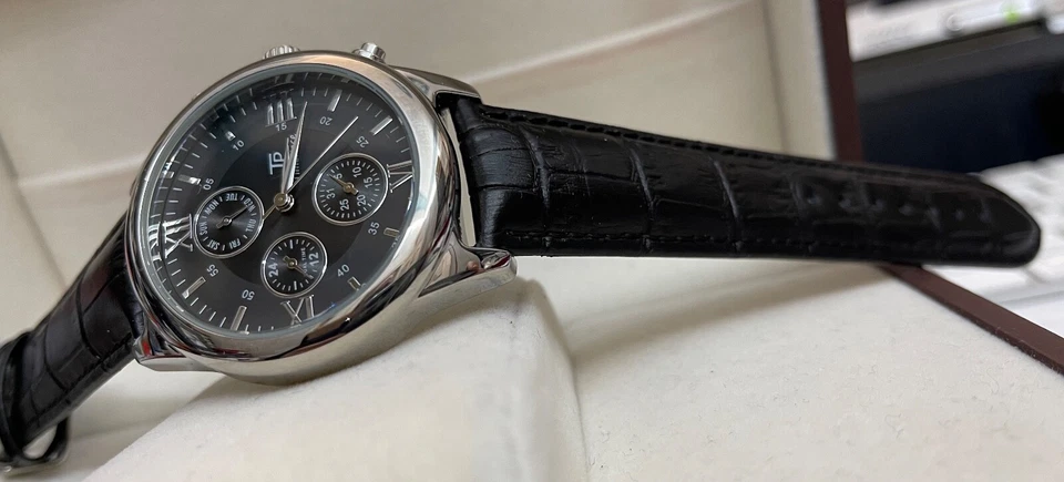 Flieger Herrenuhr Kalenderuhr 44 mm TP Time Piece Römisch Schwarz  - Bild 3 von 4