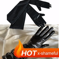 Men Patent Leather Long Gloves Wet Look Party Opera Club Costumes Shiny CulbWear