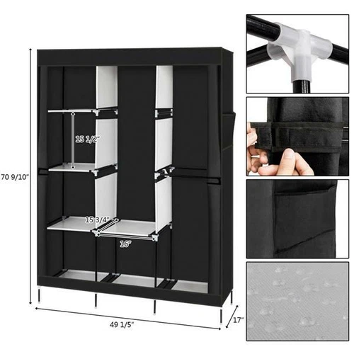 Hot Sale 71"Portable Closet Wardrobe Clothes Rack Storage Organizer with Shelf - Picture 4 of 11