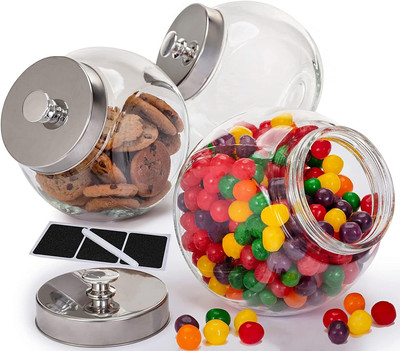 Glass Cookie Jars for Kitchen Counter (3 Pack) 75Oz Food Storage Canisters with 