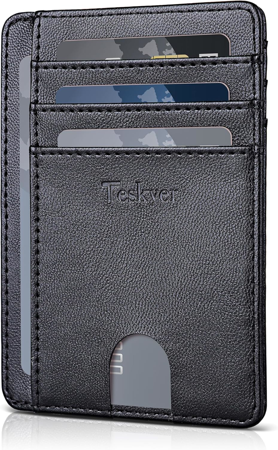 Minimalist RFID Blocking Leather Wallet for Men and Women, Front Pocket Design