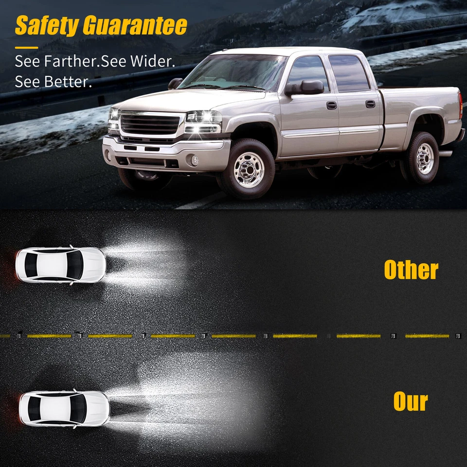 Fits 1999-2007 GMC Sierra Yukon Headlight Assembly Black Housing Left+Right Pair Foto 4 de 4