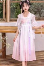Childrens Girls Chinese Traditional Princess Pink Hanfu Dress Costume Size 160cm
