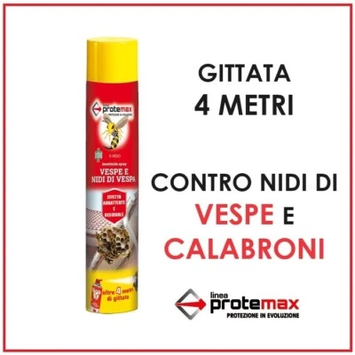 INSETTICIDA VESPE E CALABRONI SPRAY 750 ml gittata 4 metri protemax FULMINANTE