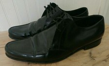 Prada Plain Toe Bluchers Black Derby Men's Shoes Size 8 2e 0171 fashion forward