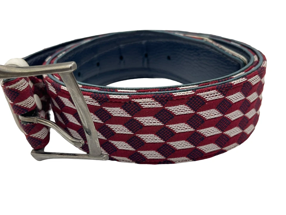 Cinturón Vintage Hickok Rojo Blanco Diamante 40 Doble Tejido Material Años 70 Disco Original Foto 2 de 4