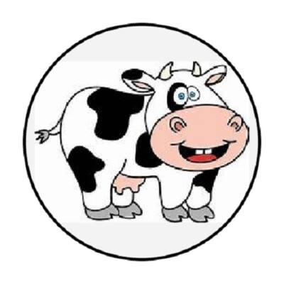 Sticker black and white cow O269|32-sticker label round-2cm letter