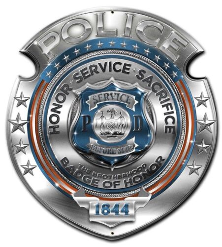 Insegna in metallo Police Badge of Honor - Fatto a mano negli Stati Uniti con acciaio americano - Foto 1 di 1