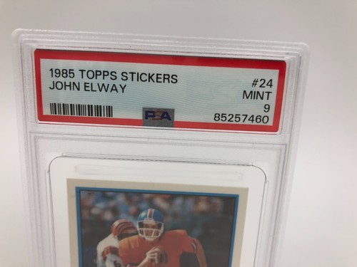 1985 JOHN ELWAY PSA Topps Stickers #24 Card DENVER BRONCOS NFL grade PSA MINT 9 - Picture 3 of 9