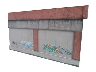 MODEL RAILWAY SCENERY CONCRETE & BRICK RETAINING WALL & GRAFFITI OO GAUGE CARD KIT MODEL RAILWAY