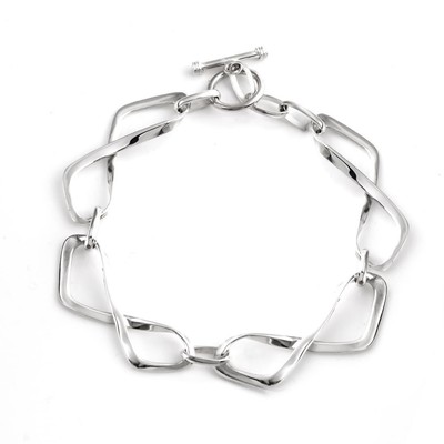 Sterling Silber Armband Statement gedreht Unendlichkeit Symbol Kettenglied - Silber