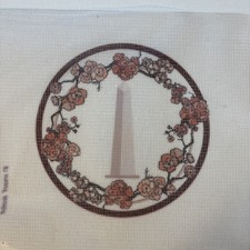 Needlepoint Canvas of President George Washington Monument in DC Cherry Blossoms