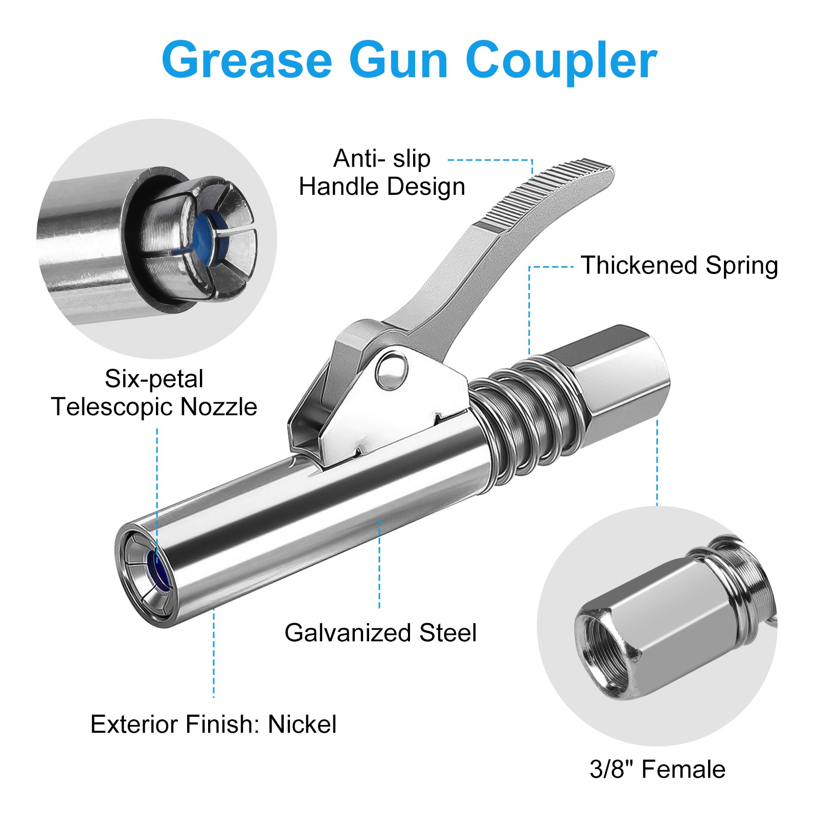 10pcs Grease Gun Accessory Kit for Tight Spaces 90° Adapter, Injector Needle Set