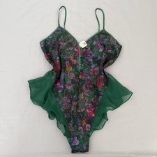 Victoria  s Secret Teddy Sz L Gold Label Vintage Floral Bodysuit NEW Coquette 80s