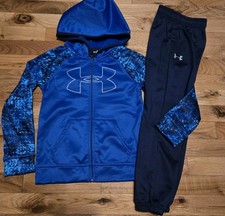 Under Armour Boys Zip Hoodie Jogger Pant Set Powder Keg Blue Size 6