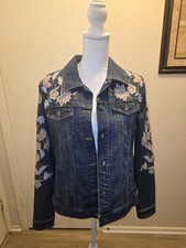 Giacca western Stetson in denim con ricami floreali taglia Large