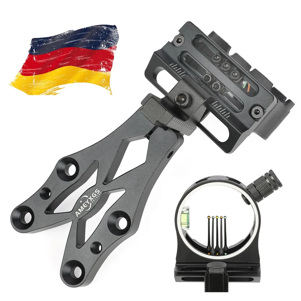 WOLFMAN Compoundbogenvisier 5 Pin 0,019" Glasfaser Micro Einstellbare Bogenschießen Jagd