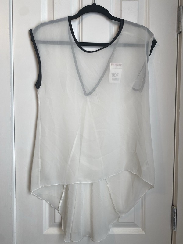 Issi Sheer Off White Long Dressy Cami Tank Top Shirt Womens Size M NWT