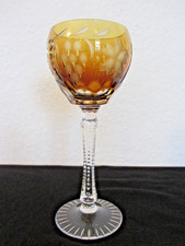 Römerglas Annahütte Trauben-Schliff,  Weinglas Bleikristall Überfang bernstein