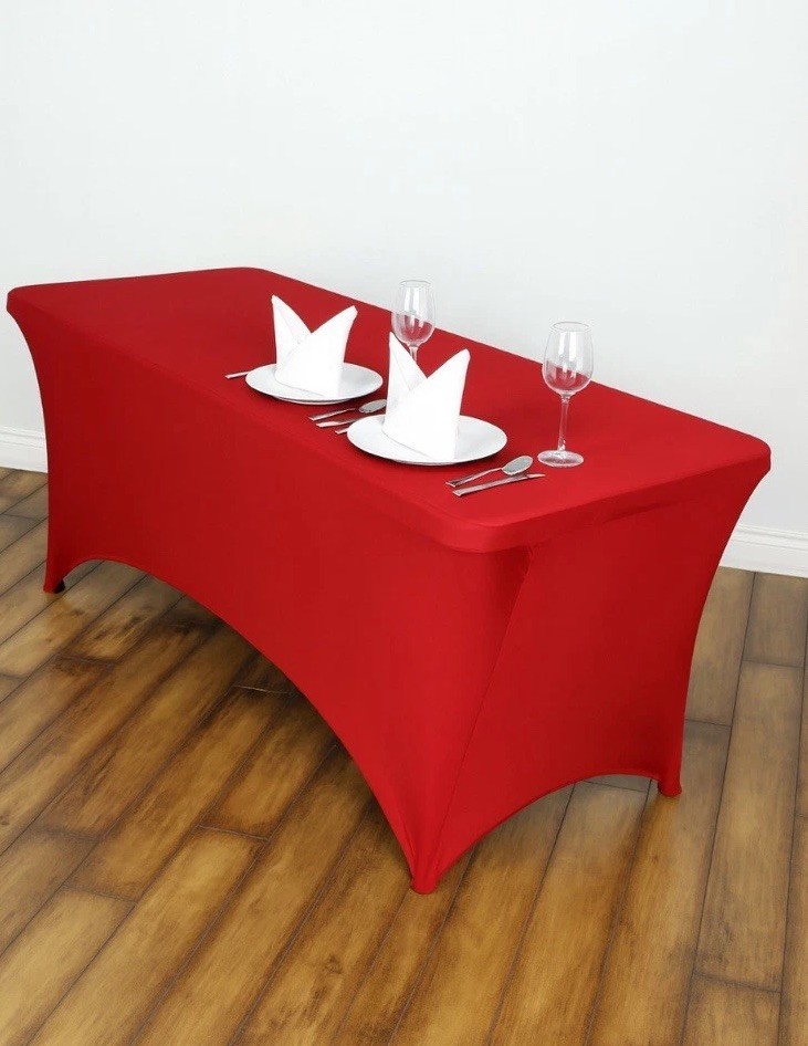 Fitted Rectangular Stretch Tablecloth | Red Only 6 Ft