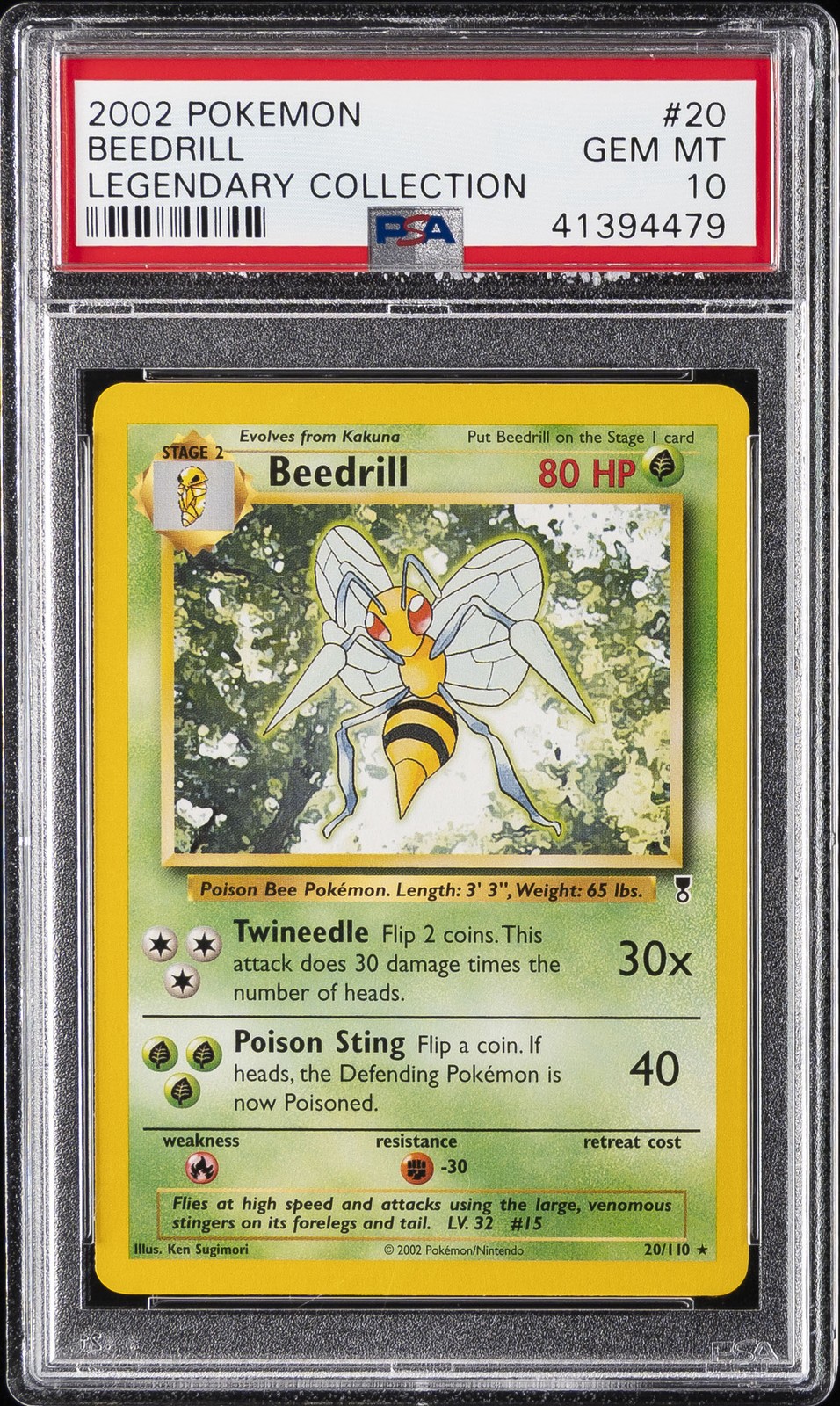 2002 POKEMON LEGENDARY COLLECTION #20 BEEDRILL PSA 10