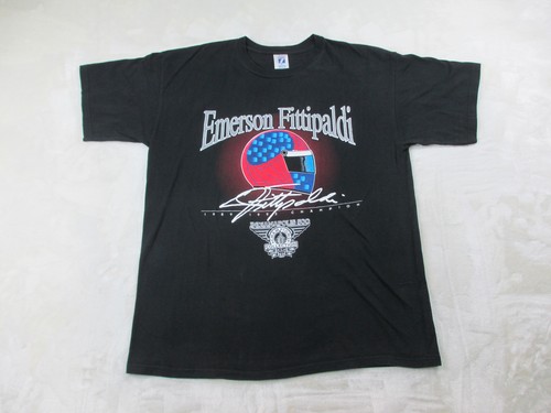 VINTAGE Emerson Fittipaldi Shirt Mens Extra Large Black Champion Racing 90s*
