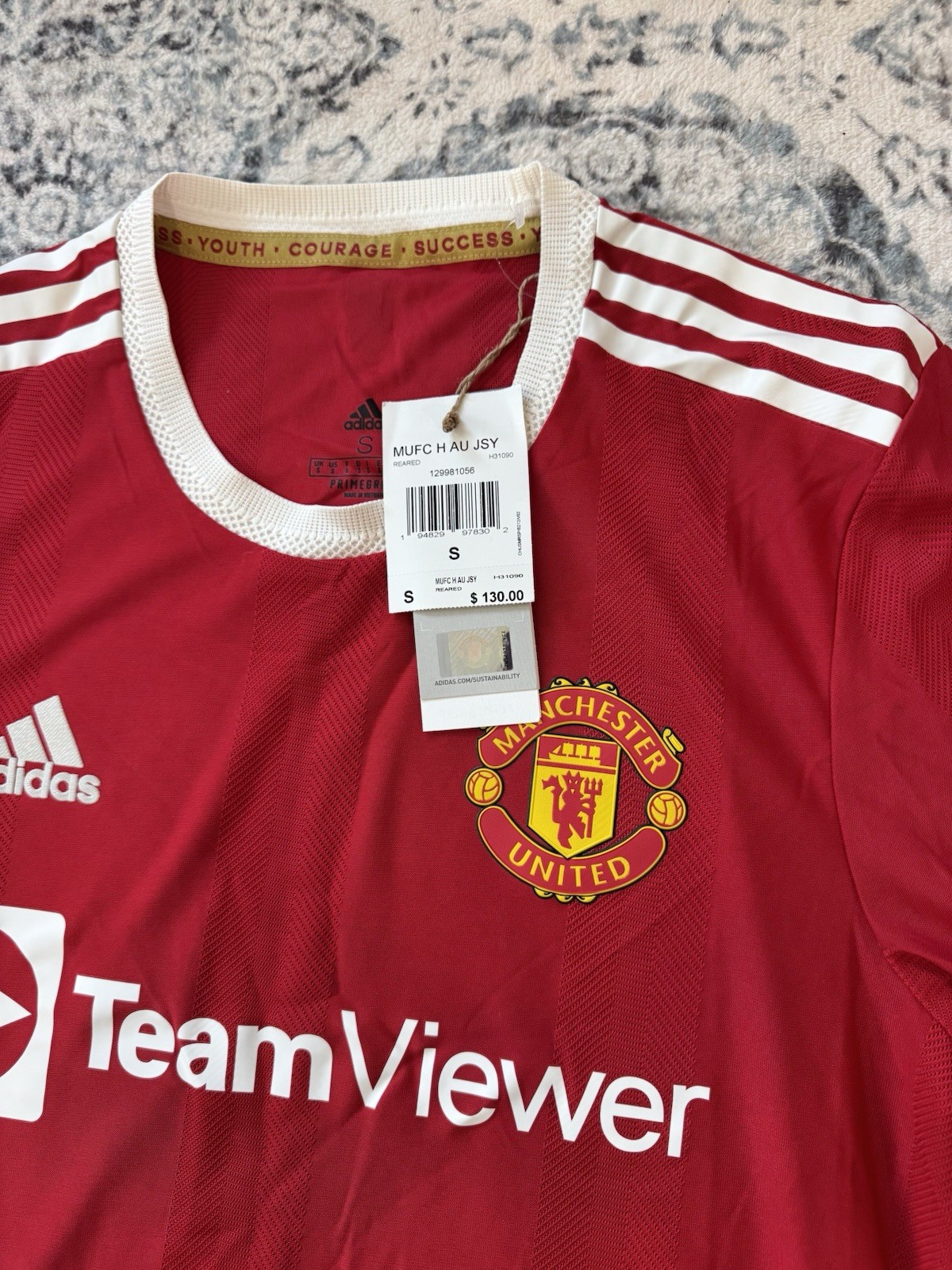 Adidas H31090 2021/22 Manchester United Authentic Home Jersey Red Men’s Size S thumbnail 3
