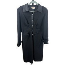 Talbots Black Tuxedo Dress Jewel Buttons Satin Collar Cocktail Party Size 12
