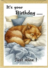 Finnish Spitz Dog (4"x 6") Birthday Card - blank inside - by Starprint