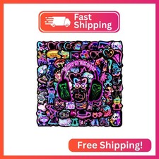 50 Pcs Aesthetically Neon Cyberpunk Water Bottle Stickers for Adults, Colorful G