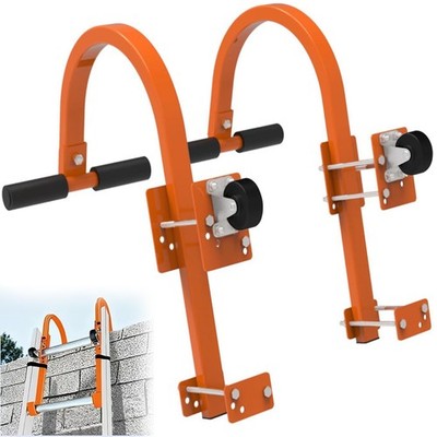 2 Pack Ladder Roof Hook with Wheel Heavy Duty Steel Ladder Stabilizer, Roof