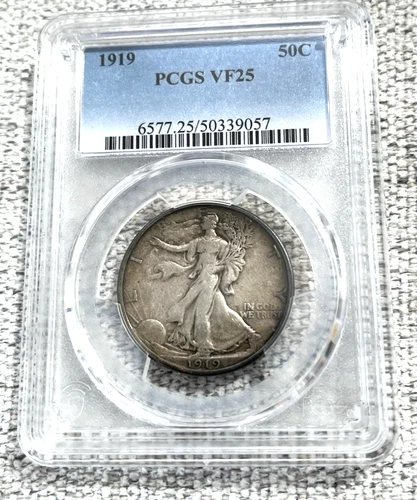1919 Walking Liberty Half Dollar.   In PCGS Holder.  VF25 NICE