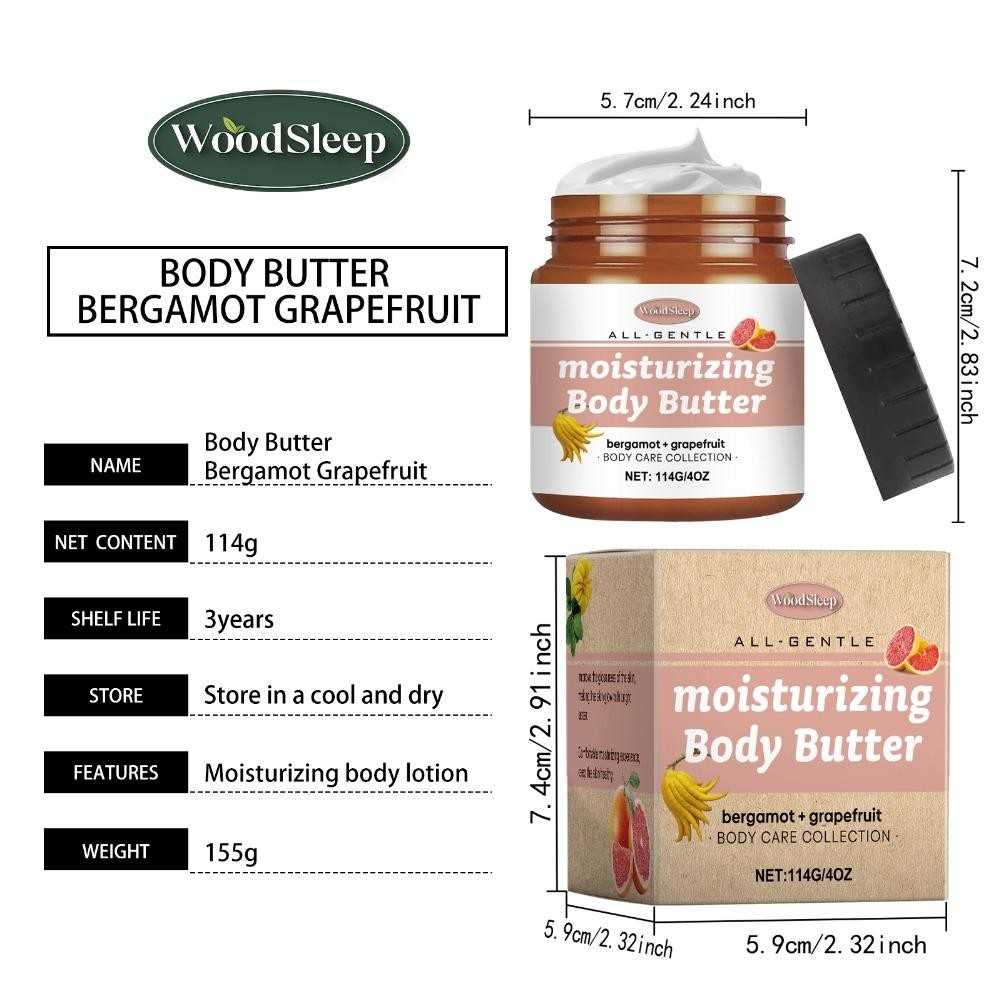 Body Butter Moisturizer, Bergamot And Grapefruit Flavored Moisturizes All Body