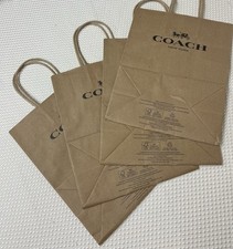 New 4 Pc Coach New York Logo Brown Paper Shopping Bags