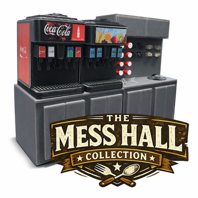 1:18 Scale Fountain Drink, Coffee, Folding Tables, Buffet Stations 3.75'' Diorama
