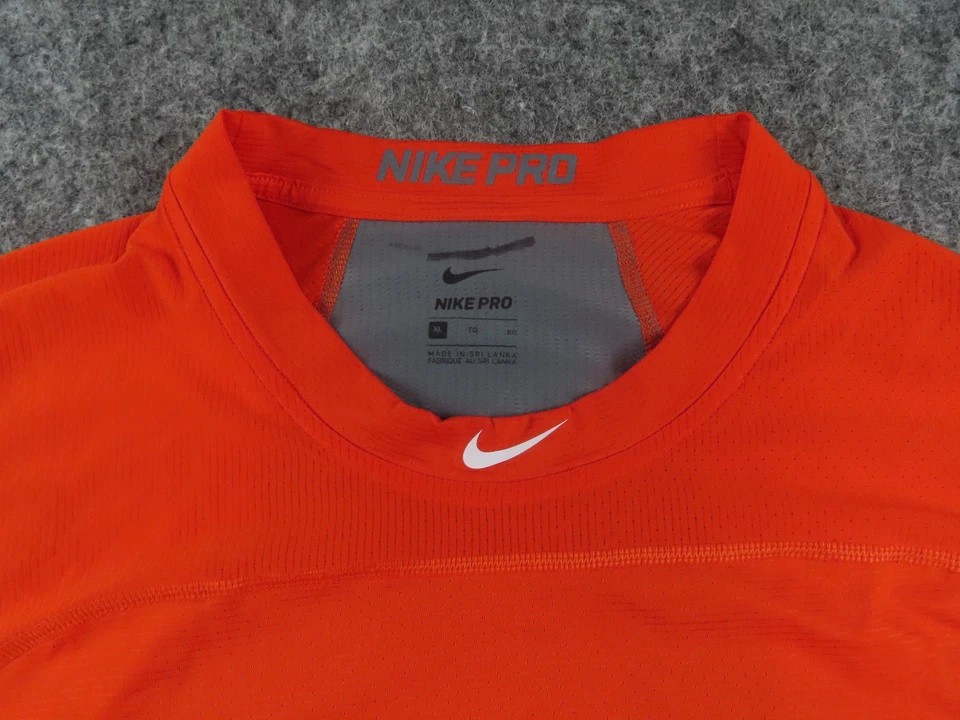 Camisa Nike Pro Para Hombres XL Naranja Calce Atlético Compresión Manga Larga Gimnasio Entrenamiento Foto 2 de 4