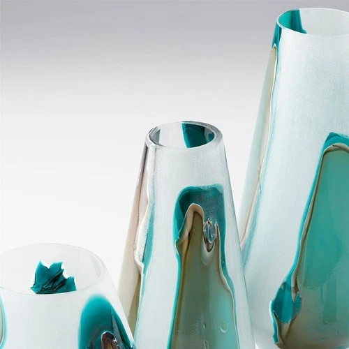 Vase CYAN DESIGN FERDINAND Medium White Green Glass - Picture 4 of 5